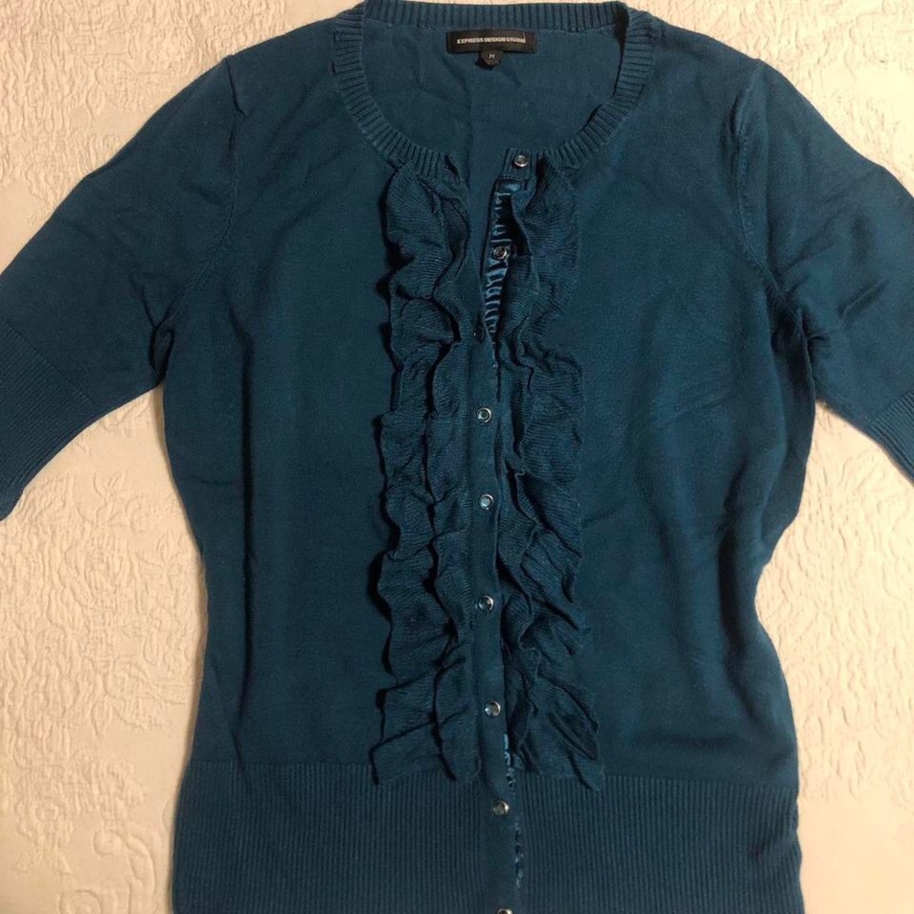 Express Ruffled Cardigan, Size M - Picture 3 of 6